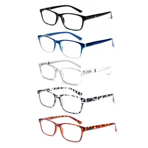 5 Pack Reading Glasses Blue Light Blocking Anti Fatigue Lightweight Spring Hinge Unisex Office Work Computer Readers Durable Eyeglasses