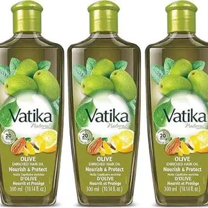 Tripack Dabur Vatika Olive Enriched Hair Oil 300ml - Nourishing Indian Oil for Women & Men - Natural, Moisturize Conditioner Gentle  Aceite Capilar Dabur Olive: nutritivo