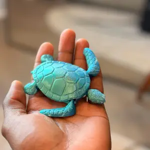 Articulated Sea Turtle Fidget Toy 3D Printed Ocean Decor Desk Pet Flexi for Stress Relief and Desk Decoration
