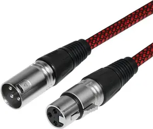 XLR Cable 100Ft Male to Female, Microphone 3 Pin Nylon Braided Balanced Mic DMX Patch Cord with Oxygen-Free Copper Conductors
