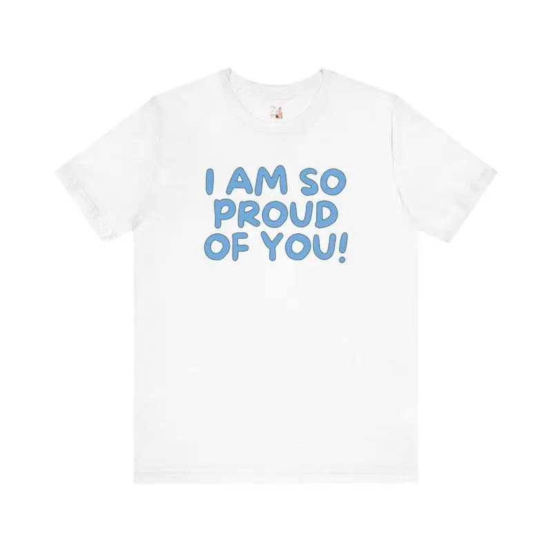 Women's Short-Sleeve Round Neck Casual Cotton T-Shirt - 1st Grade Elementary Teacher Clothes, Uplifting "I Am So Proud of You!" Affirmation Top for Students, Women's Clothes