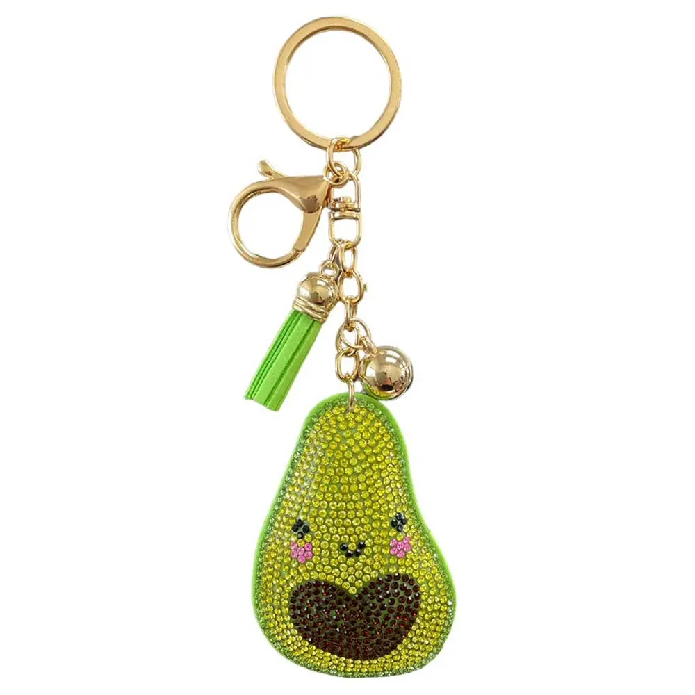 Glamorous Rhinestone Avocado Keychain - Cute Glitter Fashion Vegetable-Themed Accessory for Casual Everyday Use, Rhinestone Avocado Design, Avocado Shape