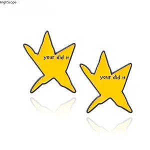 You Did It Star Enamel Pin 2 Pack, Funny Motivational Lapel Pin Badge, Cute Backpack Jacket Hat Accessory Gift for Friends Coworkers Graduation