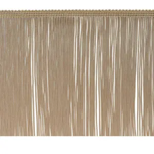 4" Chainette Fringe Trim, Polyester Decorative Fringe Trim for Costumes, Uniforms, Home Decor and Party Decorations, Washable Fringes, 5-Yard Cut, Beige