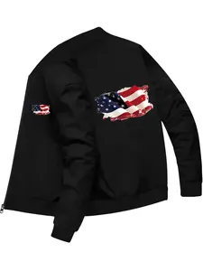 Trendy Fashion Men's American Flag Printed Baseball Jacket for Daily Casual Gatherings and Versatile Wear