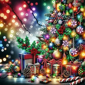 5D DIY Christmas Tree Diamond Painting Kit, Irregular Shape Crystal Art Set, Holiday Gift, Home Decor, Wall and Table Decor, 30x30cm Unframed