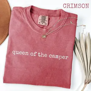 Comfort Colors Queen of the Camper T-Shirt, Funny Camping Graphic Tee for Women, Glam Outdoor Life Shirt, RV Adventure Humor Gift