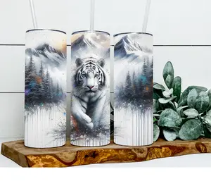 White Tiger 20oz Stainless Steel Tumbler - Vacuum Sealed Double-Walled Drinkware Flasks Mug