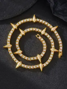 1PC Cool rock Rhinestone Luminous Spiked Black Panther tennis necklace for men and women for party accessories Fashion Necklace