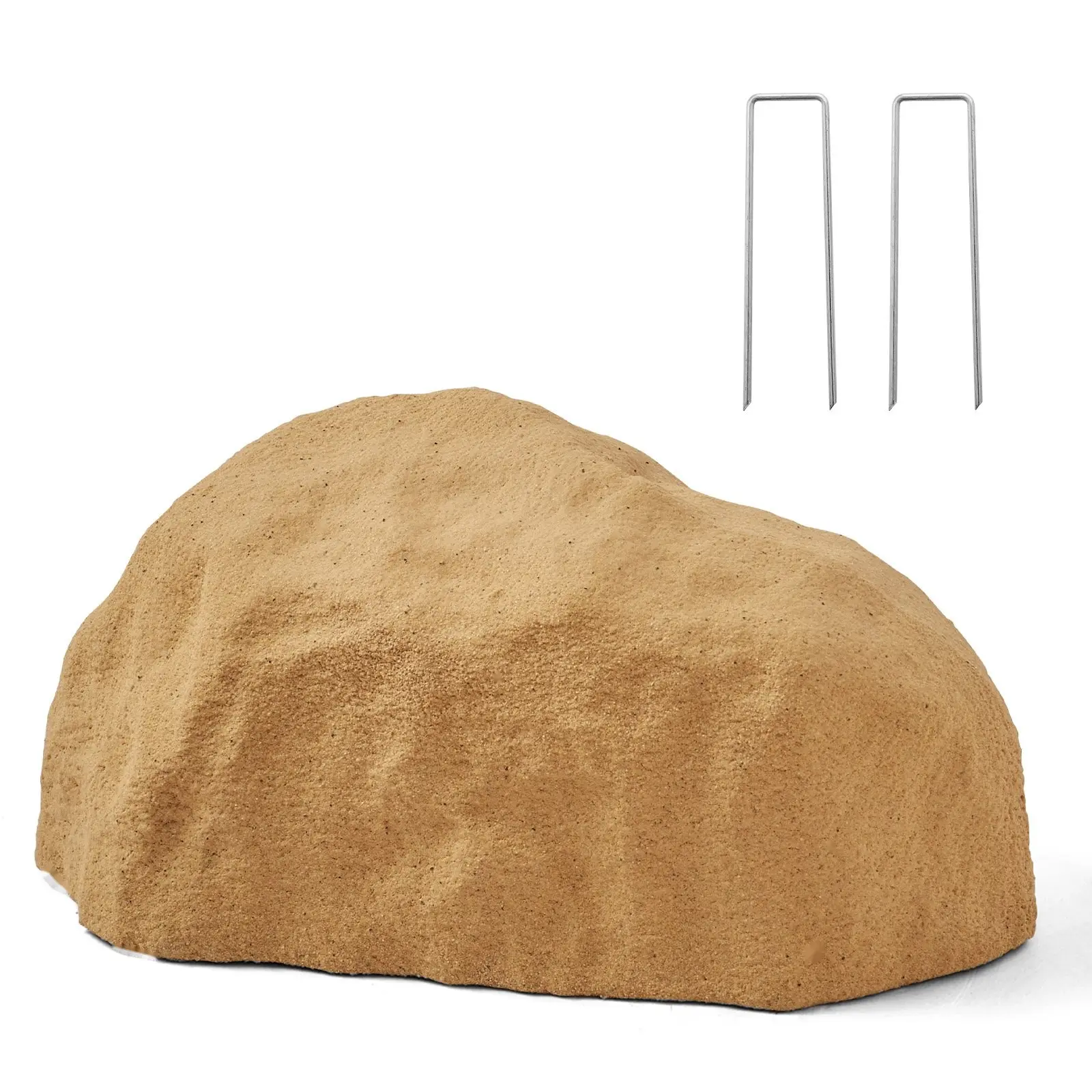 Faux Rock Cover for Outdoor Use, Realistic Natural Texture Artificial Boulder Cover for Well Pump, Landscaping and Garden Yard Décor, Lightweight, Weather-Resistant, UV Protected, Durable Stone Look in Sand Yellow, Small Size