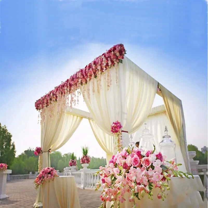 10ft 4-Post DIY Photography Backdrop Stand - Wedding Arch Canopy Tent for Wedding, Event, Exhibition Decoration