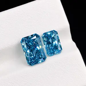 Aquamarine Blue Radiant Cut Moissanite Loose Stone 3ct | VVS1 Clarity, Traceable GRA Certificate high-quality material