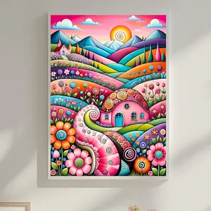 5D DIY Sunset Village Diamond Painting Kit Home Decor Art Craft Children Gifts New Year Gift Adult Gifts Walls Home Decoration 12x16Inch