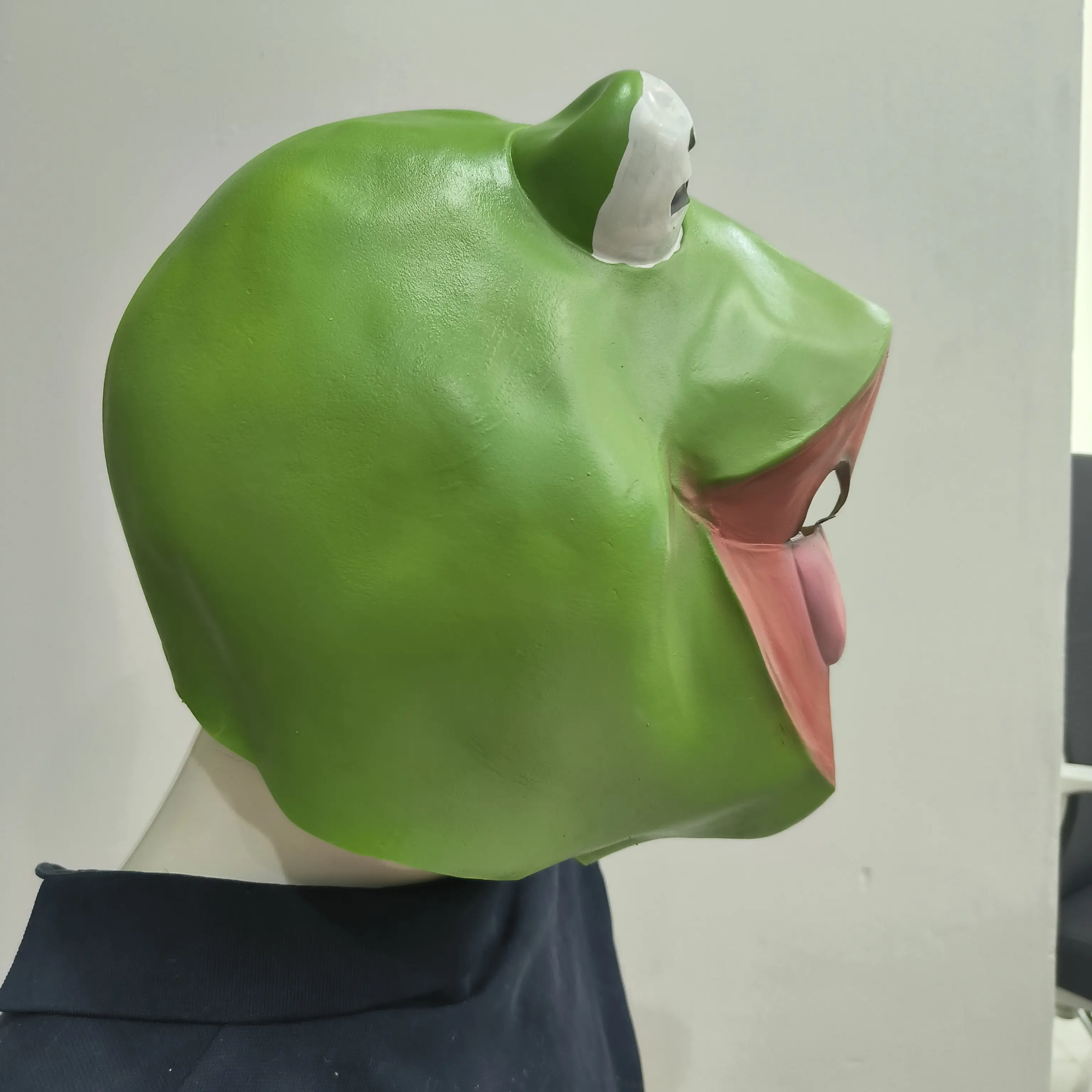 Funny Kermit the Frog Latex Mask, Green Frog Headgear with X Eyes