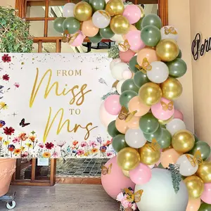 LaVenty 33Pcs Wildflower Miss To Mrs Bridal Shower Decorations Wildflower Backdrop Balloons Spring Floral Love Is In Bloom Wedding Bachelorette Decor Party Supplies