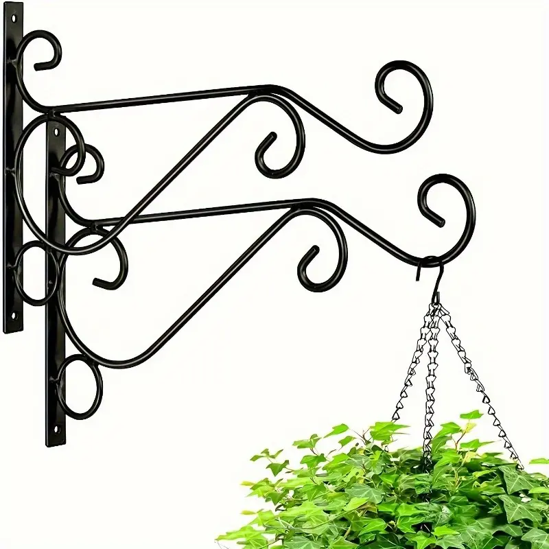 1pc Metal Wall Hooks, Wrought Iron Walls Bird Cages Flower Baskets Hooks, Multifunctional Wall Plant Bracket Wall Hanging Basket Flower Basket Bracket Flower Basket Hook Hook Flower Pot Stand Wind Chime Street Light Bird Feeder Bracket