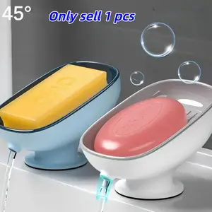 Luxury Adjustable Oval Soap Dish, Wall Mounted, Non-Slip, Detachable Soap Tray, Suction Cup Luxury Soap Holder, Soap Saver, Bathroom Essentials Accessories for Bathroom Kitchen