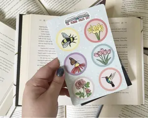 Spring sticker sheet, vinyl stickers to cover up fake stickers printed on book covers