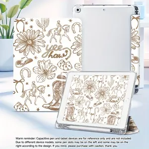 Stylish denim-themed design with an adjustable stand and pen slot. This foldable, non-slip TPU protective case is suitable for Samsung, iPad mini, iPad Air, iPad Pro/iPad 10th and 11th generation iPads.