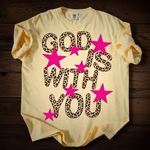 Youth And Adult Leopard God Is With You Shirt, Christian Floral T-Shirt, 90s Graphic Tee, Streetwear Unisex Style, Gift for Women, Men