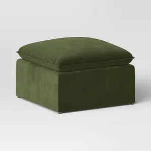 Haven Velvet Modular French Seam Sofa Ottoman Dark Green - Threshold
