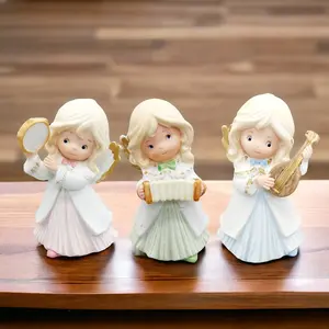 Vintage 1980's Homco Set of 3 Angels Ceramic Figurines Standing Decor