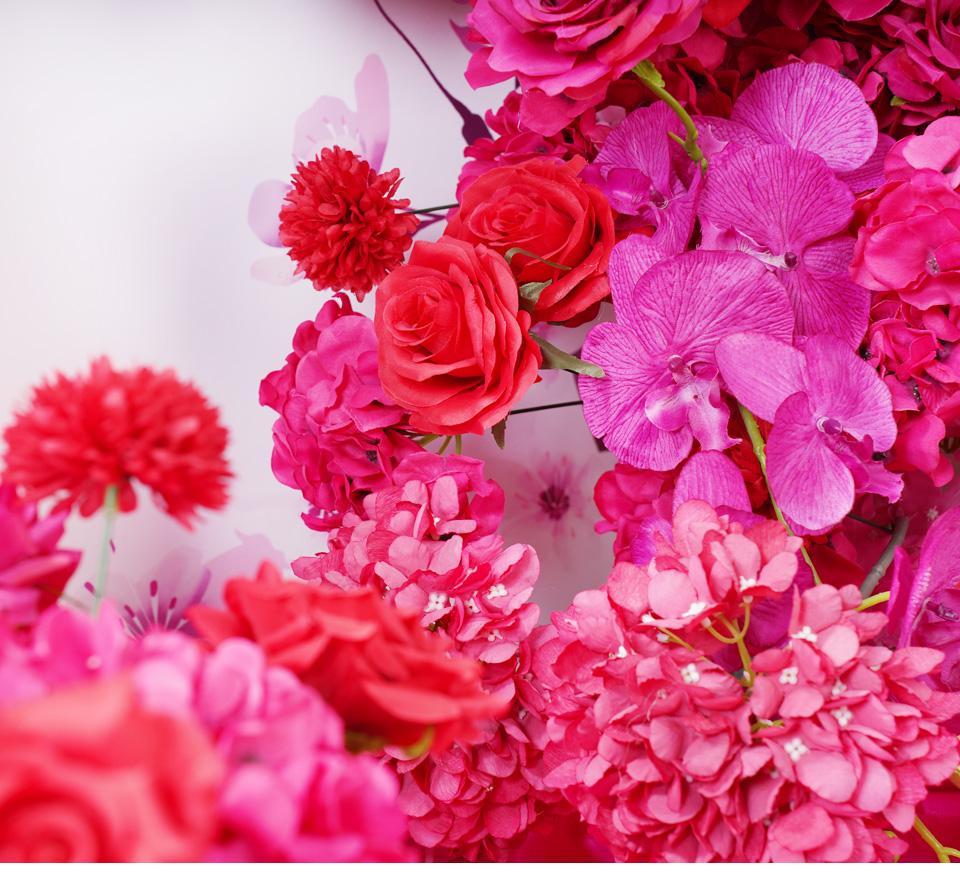 S-A7645 Red Pink Rose Hydrangea Orchid KT Board Floral Row Wedding Backdrop Arrangement Stage Floor Flower S-A7645 Red Pink Rose Hydrangea Orchid KT Board Floral Row Wedding Backdrop Arrangement Stage Floor Flower