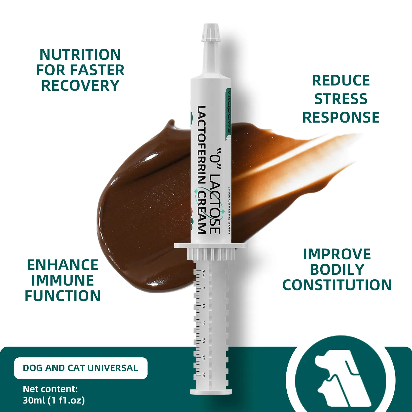 Vitapaws 0-Lactose Lactoferrin Immune Cream – Professional Strength Herbal & Science Booster for Dogs & Cats (30ml)