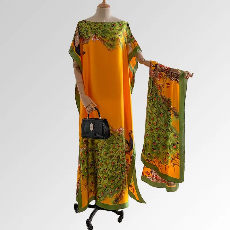 Women's Floral Print Long Dress & Scarf Set,Boho Casual Shawl Dress & Scarf Set for BeachVacation Holiday, Ladies Clothes for AllSeasons Women's Floral Print Long Dress & Scarf Set,Boho Casual Shawl Dress & Scarf Set for BeachVacation Holiday, Ladies Clothes for AllSeasons