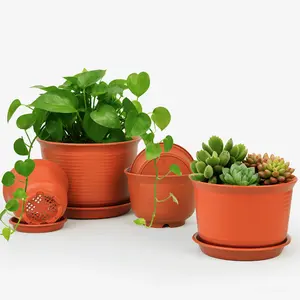 Plant Pots, 8.4/7.0/5.8/4.8 inch, Set of 4 , Planters with Drainage Hole and Saucer, Indoor/ondoor  , Holiday gifts ,flower pot colors: white, black, light green, and dark green