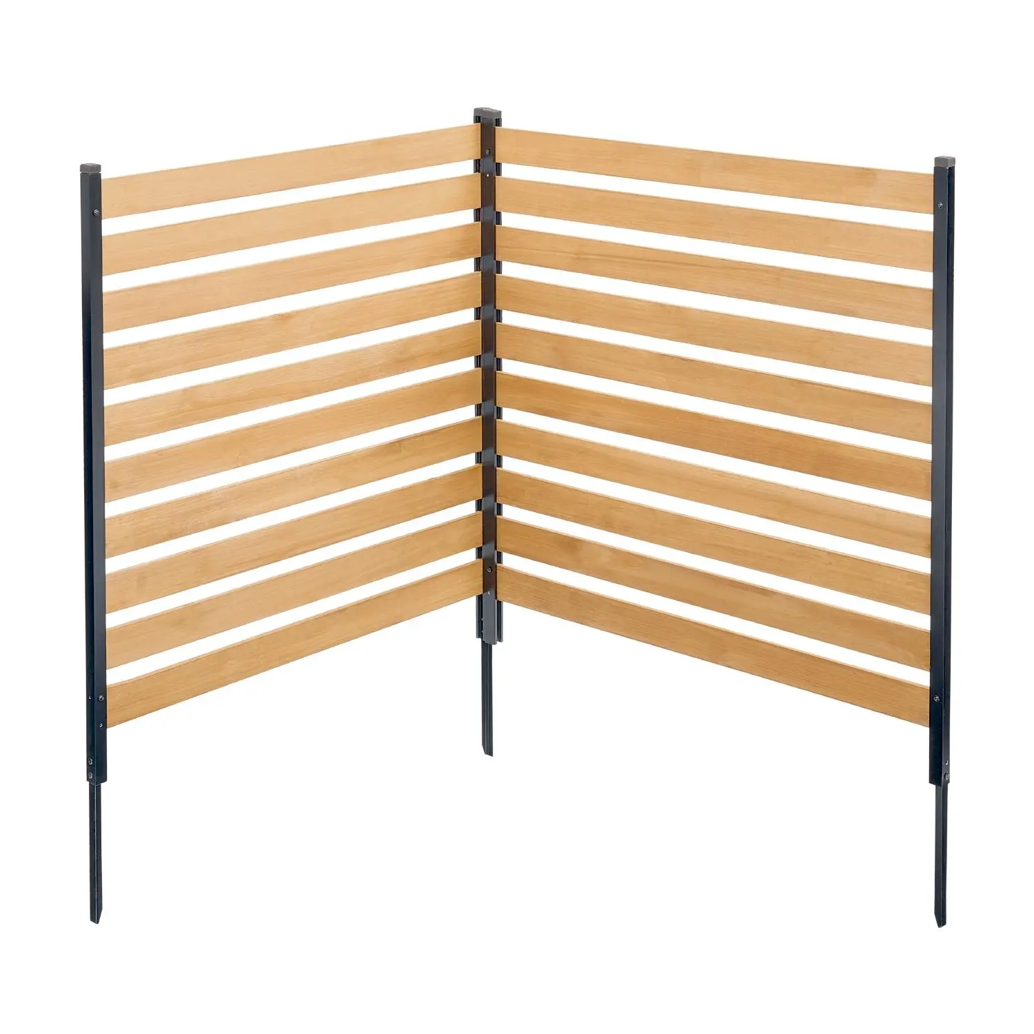 【SummerFinds】VEVOR Wood Privacy Fence, 38" W x 42" L 2-Panel Slatted Screen, Sturdy Metal Stakes, Easy DIY Installation, Outdoor Enclosure for AC Unit/Pool Equipment/Trash Can, Garden Decoration