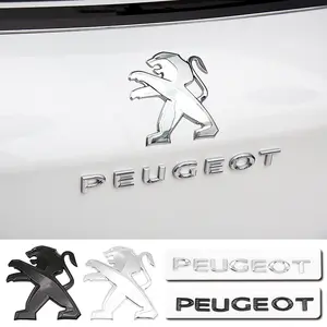 Peugeot Series Car 3D Sticker, Durable Chrome Finish, Personalized Letter Mark, High Adhesive Trunk Identifier, Body Decoration Accessory