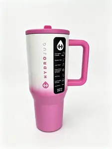 HydroJug 32oz Pink Ombre Insulated Tumbler with Handle - Leakproof Stainless Steel Travel Mug, Drinkware Flasks Water Bottles Bottled Portable
