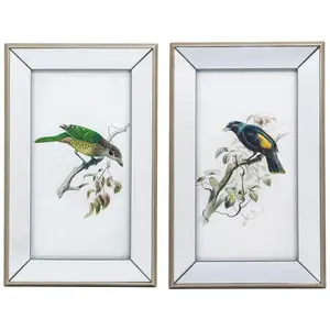 R. Nest Set of 2 24" Bird Scene Mirrored Wall Art
