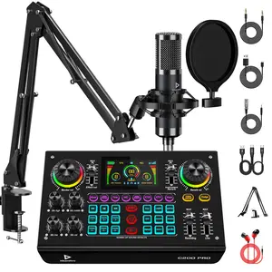 Ideanthro C200PRO-P15(Cantilever) Live Sound Card & Mixer – XLR Mic Support & Touch-Controlled Voice Changer for Podcast, Studio & Game Voice