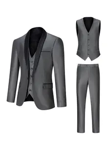 1 set of men's luminous fabric suit, 3pcs fashion men's suit outerwear, vest, pants, trendy and luminous fabric suits, 3pcs, formal occasions, wedding business suits