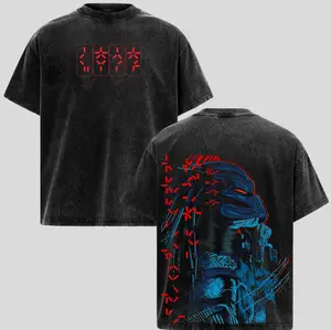 Alien Hunter Predator Wash Tee, Cyber Alien Illustration, Dark Futuristic Design, Gym Tshirt, Gift For Predator Fans