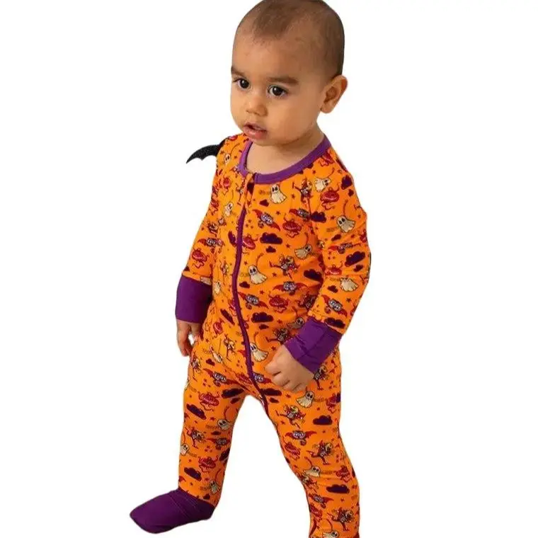 Bestaroo Convertible Baby Coverall Footed or Footless Bamboo Viscose Soft Sleepsuit 2-Way Zipper Flowers & Bats Print All Sizes