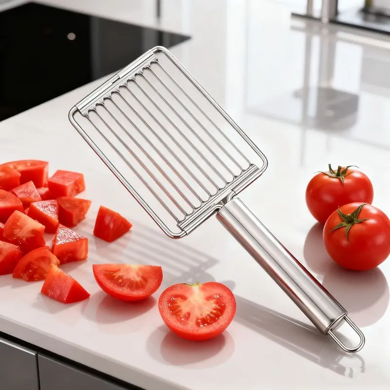 Stainless Steel Tomato Slicer, 1 Count Manual Vegetable Fruit Egg Slicer, Kitchen Gadgets for Salad, Sandwich & Breakfast Preparation, Utensils, Vegetable Fruit Cutter