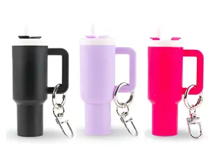 Mini Tumbler with Handle Clip Tmblr Keychain Chapstick Holder Hot Pink Lavender Purple Black