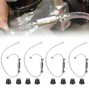 4 PCS Universal Brake Fluid Deflerator, Brake Bleed Hose, Brake System Bleeding Tools, Auto Motorcycle Clutch One-Way Check Valve Tube Deflation Tool Kit Hose with Metal Clamp