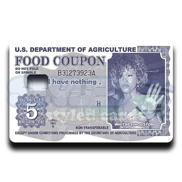 Funny whitney food coupon debit card sticker