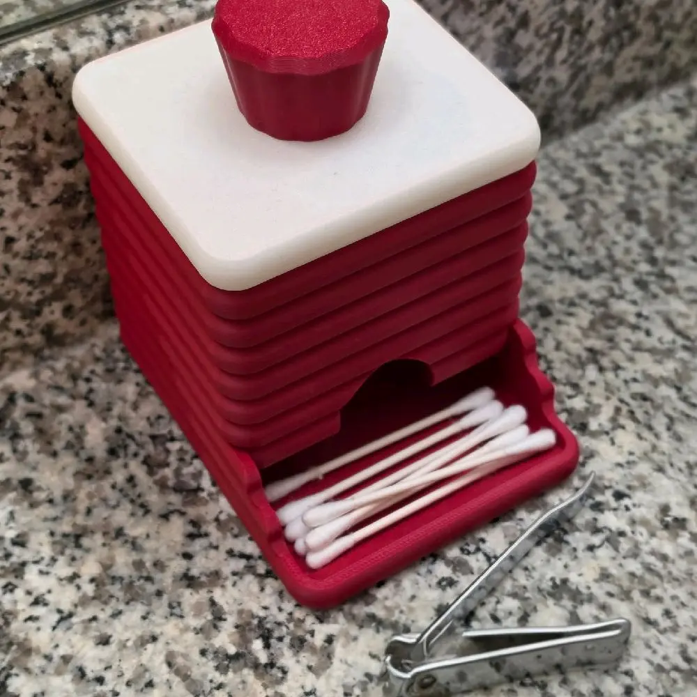 Qtip Dispenser for Bathroom, Countertop-Organized Plastic Cotton Swab Holder with Easy Access Lid