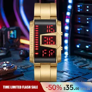 Future Tech LED Digital Watch | Unisex Cyberpunk Metal Wristwatch | Unique Futuristic Wrist Accessory for Men & Women