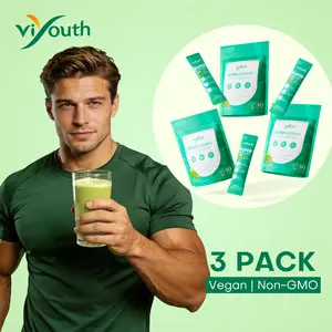 Viyouth Super Moringa Probiotic Green Drink (3 Pack) 50 Billion CFUs Prebiotic Fiber Digestive Herbs Complete Wellness Program for Gut Immunity Energy Max Value Non GMO Supplement