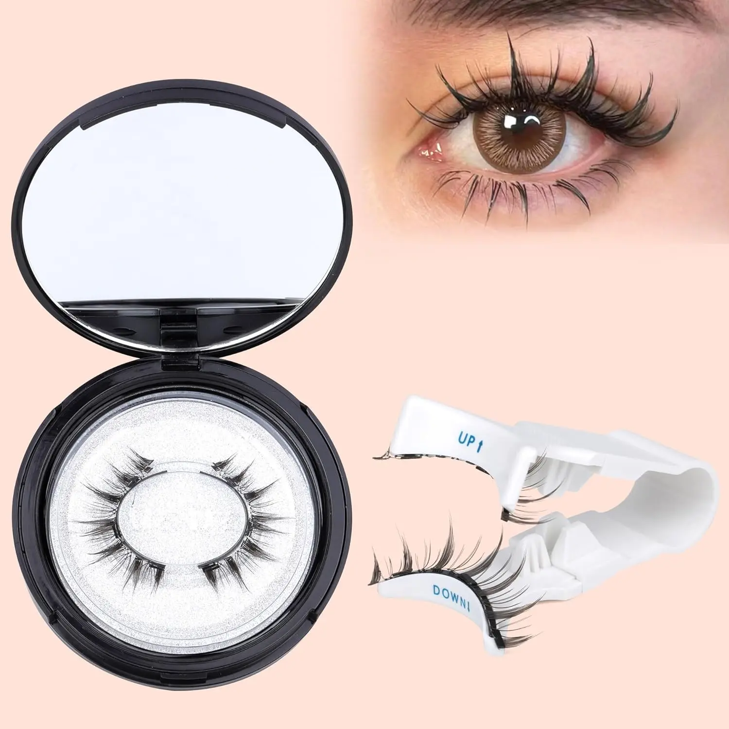 ALICROWN Magnetic Eyelashes Manga Natural Lashes Magnetic No Glue Needed Anime Eyelashes Strip Wispy False Eyelashes Magnetic Eye Lashes with Applicator Durable 1 Pair