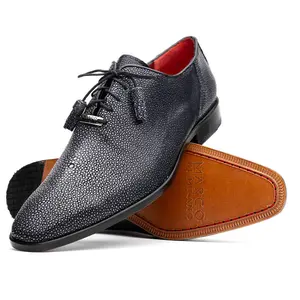 Marco Di Milano Criss Black Stingray Oxford Dress Shoes