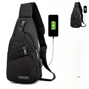 's Sling Chest Bag Shoulder Bag With USB Charging Function, Portable Design, Practical And Fashionable, Enhance The Convenience Of Daily Travel, Outdoor Travel, Hiking, Camping Bag, Camping Accessories, Holiday Gifts