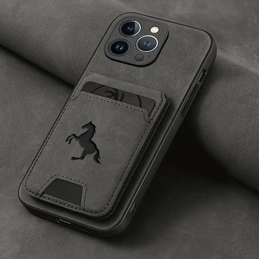 Card Bag Leather Durable Protection Phone Case Casing, Aesthetic Magnetic Closure Stylish Protective Cover, Phone Accessories Compatible with iPhone 16 15 14 13 12 11 XS XR, Cover Protector, Cellphone Accessory