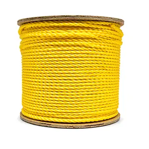 1/4in 3-Strand Polypropylene Rope, Monofilament, 600 ft Length, Yellow